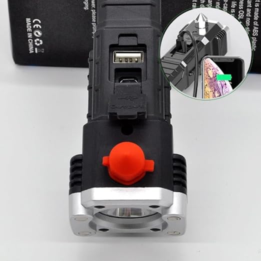 Multi-Functional 1KM LED Emergency Flashlight & Power Bank – Type-C Fast Charging, Long Range Torch