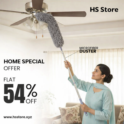 Flexible Microfiber Feather Duster Kit with 30-100 Inches Telescoping Extension Pole